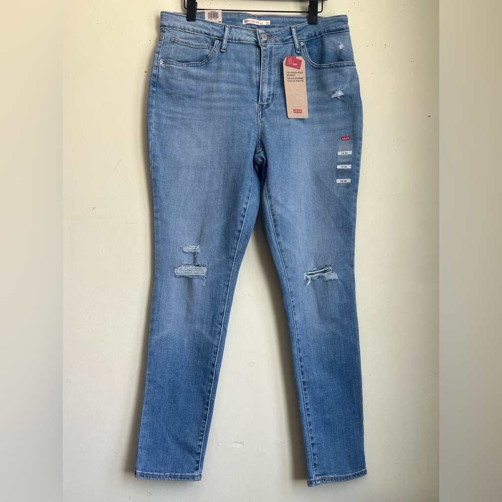 Levi's Blue Skinny Jeans with Distressed Design